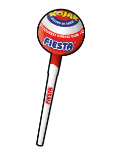 FIESTA Kojak Caramelo con Palo Sabor Cereza Relleno de Chicle 2